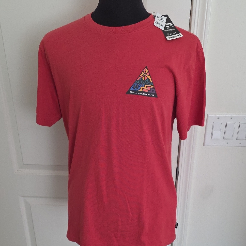 Billabong Men's Red Tee with Graphic Accent
